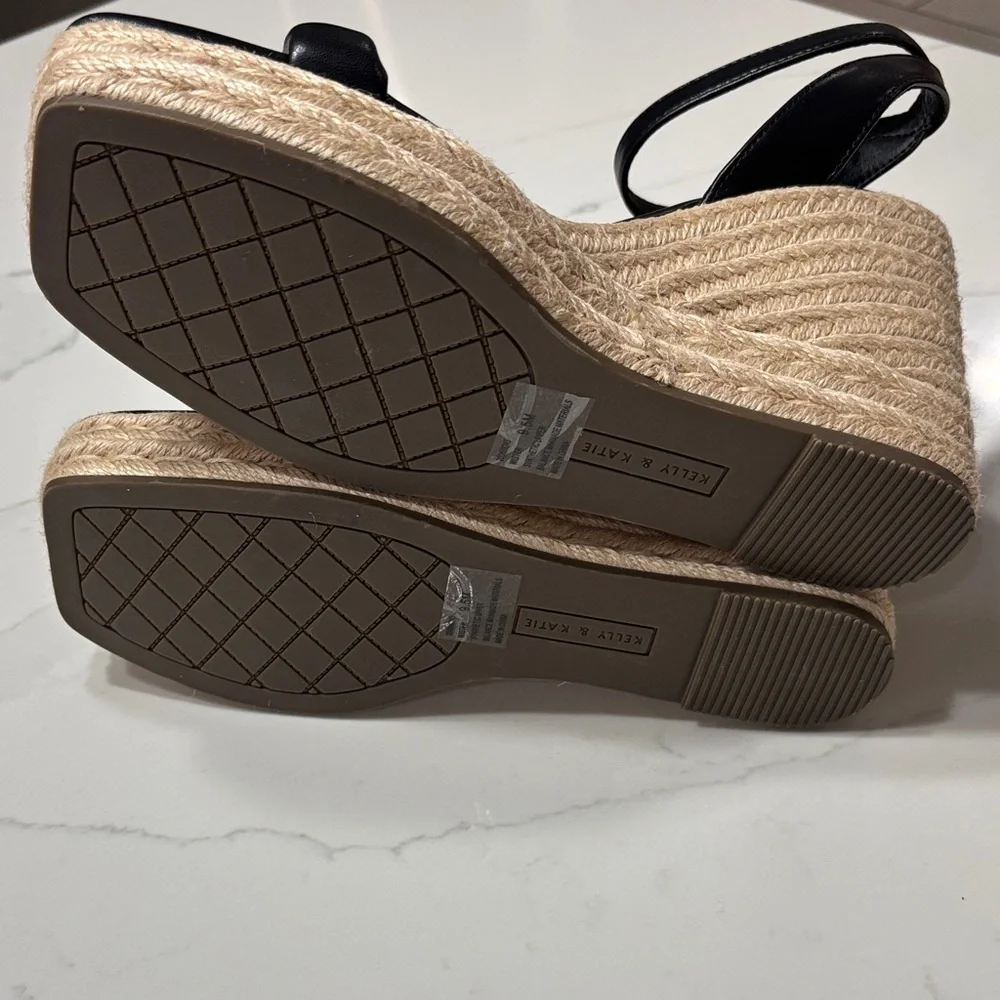 Kelly & Katie Black Espadrille Wedges